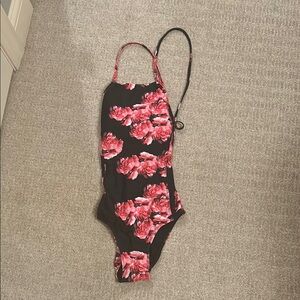 Albion Black and Pink One Piece Swimsuit Floral Design